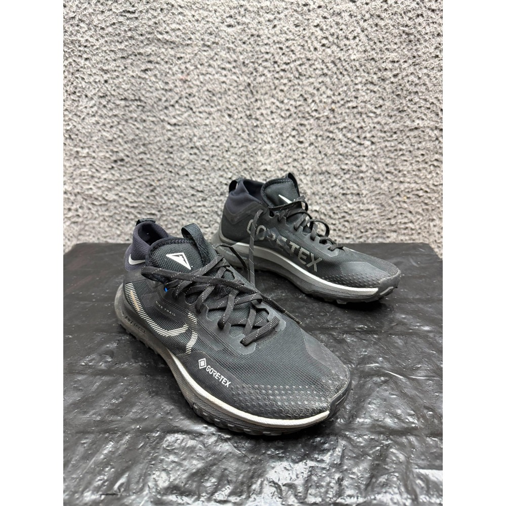Nike-React Pegasus Trail 4 Gore-Tex Sneakers Black Reflect Silver Mens Size 8 US